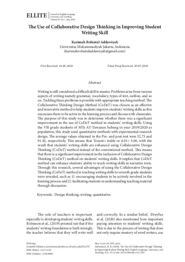 (PDF) The Use of Collaborative Design Thinking in Improving Student ...