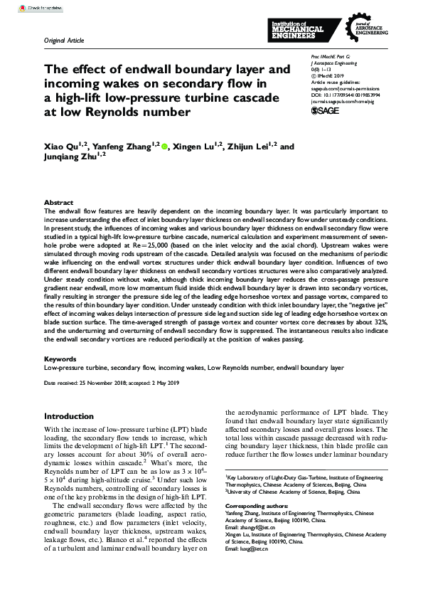 (PDF) The effect of endwall boundary layer and incoming wakes on ...