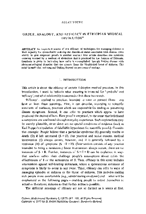 (PDF) Order, analogy, and efficacy in ethiopian medical divination