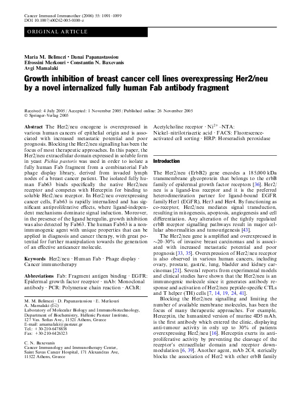 (PDF) Growth inhibition of breast cancer cell lines overexpressing Her2 ...