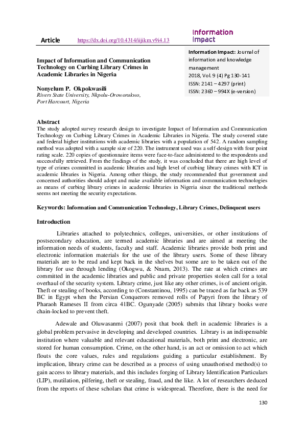 (PDF) Impact of Information and Communication Technology on curbing ...