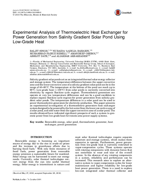(PDF) Experimental Analysis of Thermoelectric Heat Exchanger for Power
