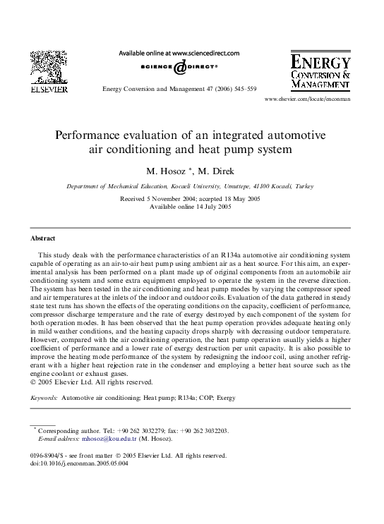 (PDF) Performance evaluation of an integrated automotive air ...