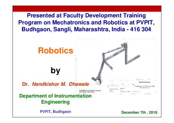 (PDF) Robotics by Presented at Faculty Development Training Program on ...