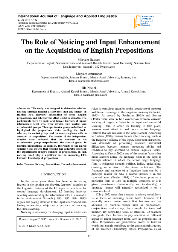 (PDF) International Journal of Language and Applied Linguistics The ...