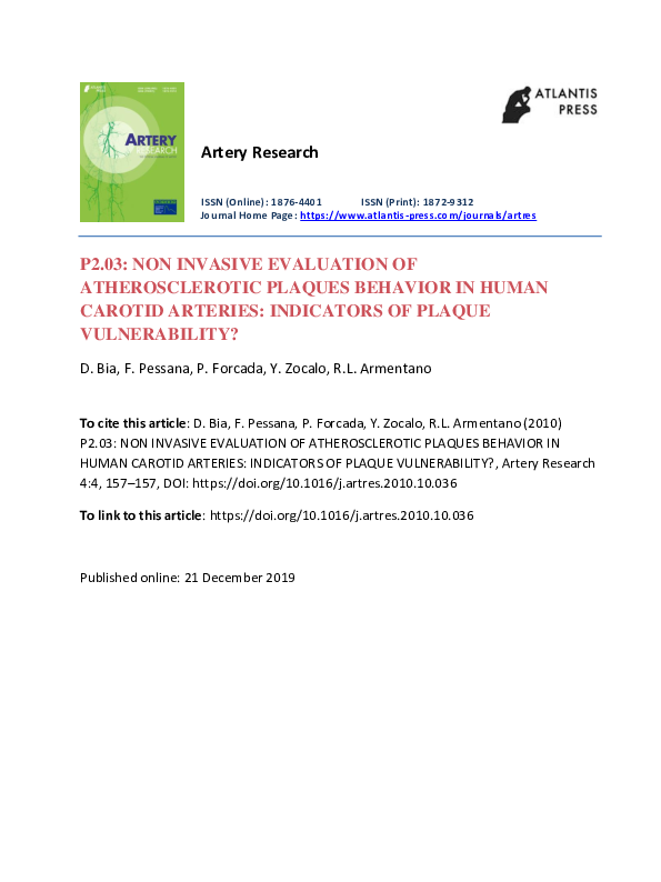 (PDF) Non Invasive Evaluation of Atherosclerotic Plaques Behavior in ...