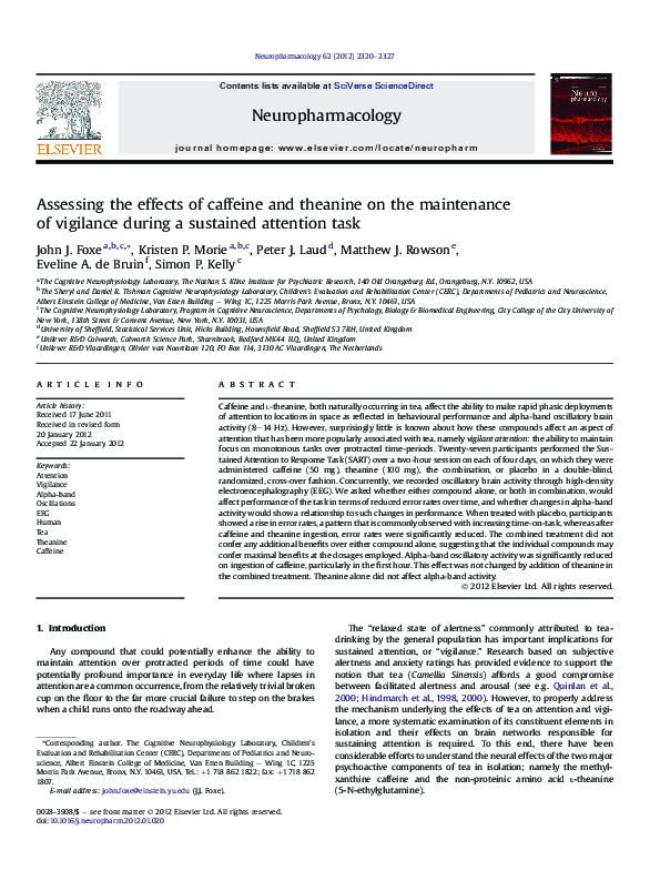 (PDF) Assessing the effects of caffeine and theanine on the maintenance ...