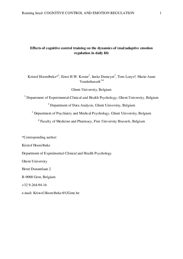 (PDF) Effects of cognitive control training on the dynamics of (mal ...
