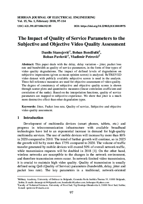 (PDF) The impact of quality of service parameters to the subjective and ...