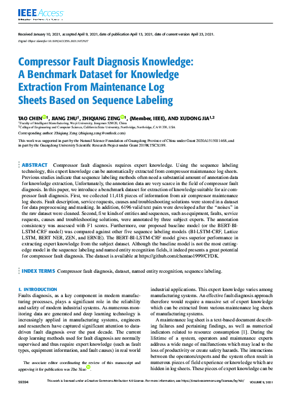 (PDF) Compressor Fault Diagnosis Knowledge: A Benchmark Dataset for ...