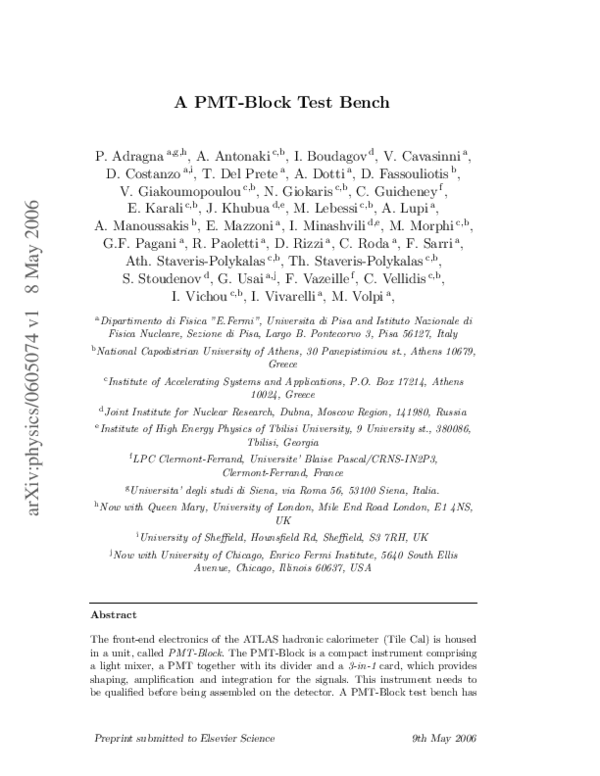 (PDF) A PMT-Block test bench