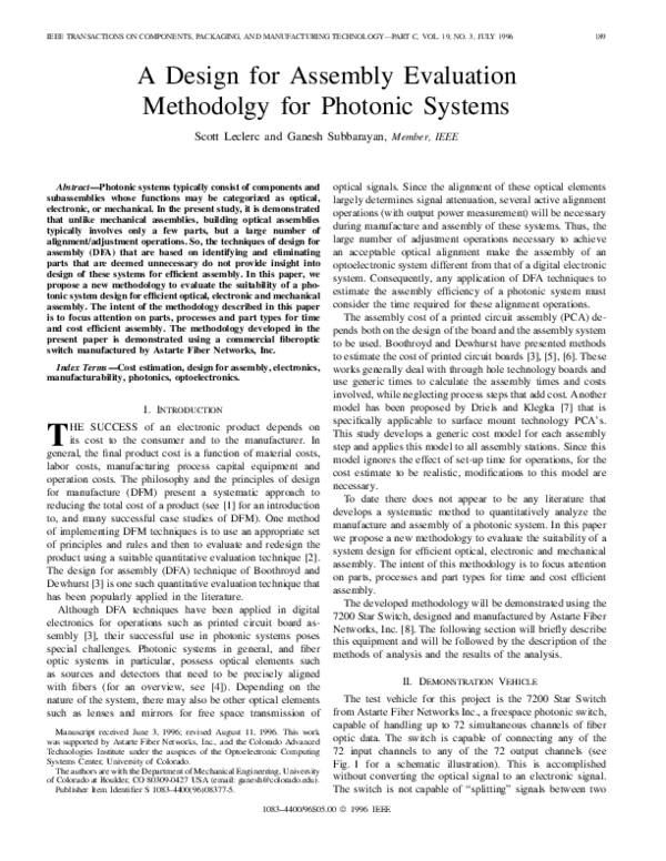 (PDF) A design for assembly evaluation methodology for photonic systems