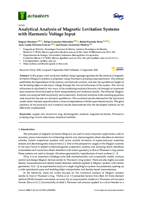 (PDF) Analytical Analysis of Levitation Systems with Harmonic