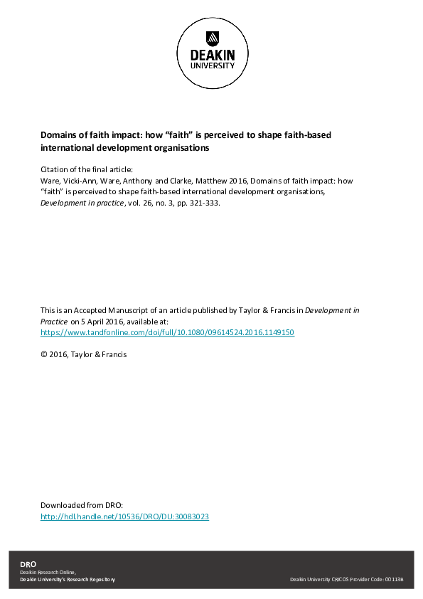 (PDF) Domains of faith impact: how “faith” is perceived to shape faith ...