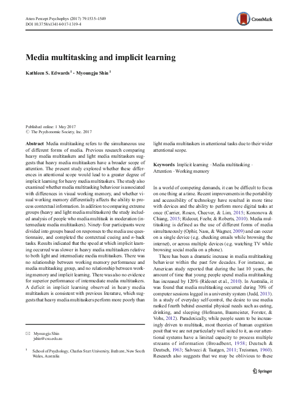 (PDF) Media multitasking and implicit learning