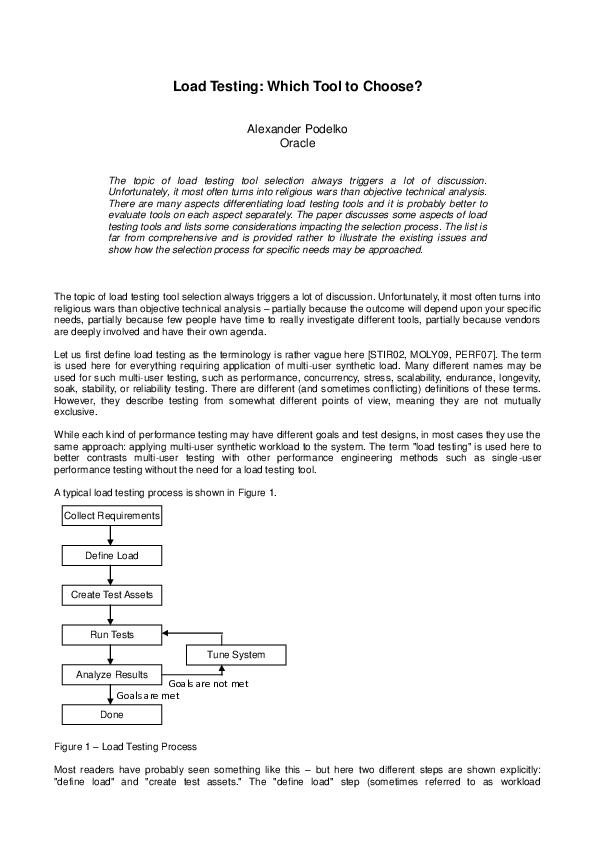 (PDF) Load Testing : Which Tool to Choose