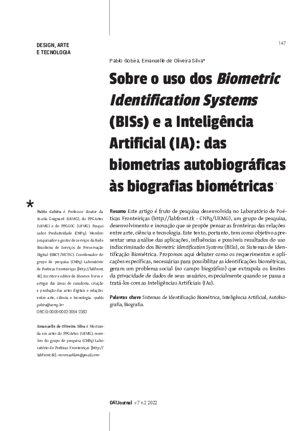 (PDF) The use of Biometric Identification Systems (BISs) and the ...