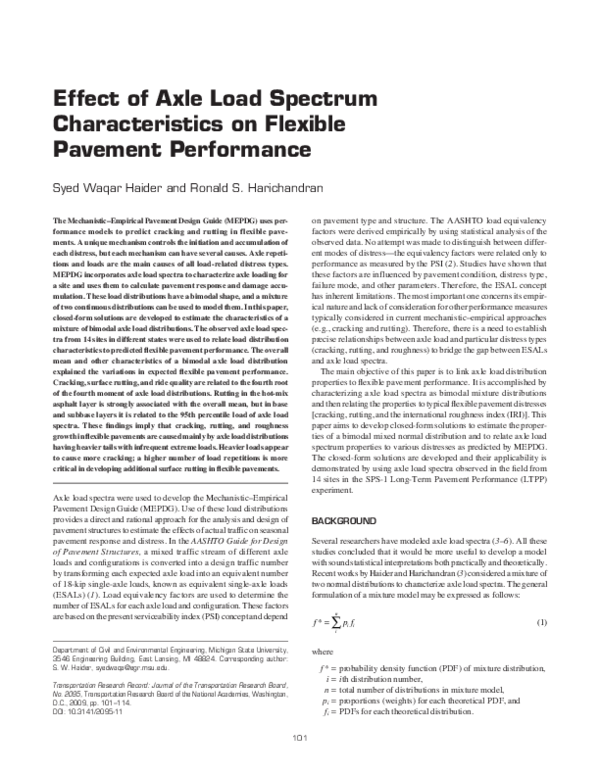 (PDF) Effect of Axle Load Spectrum Characteristics on Flexible Pavement ...