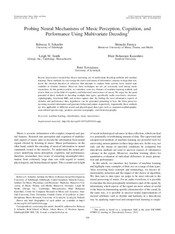 (PDF) Probing neural mechanisms of music perception, cognition, and ...