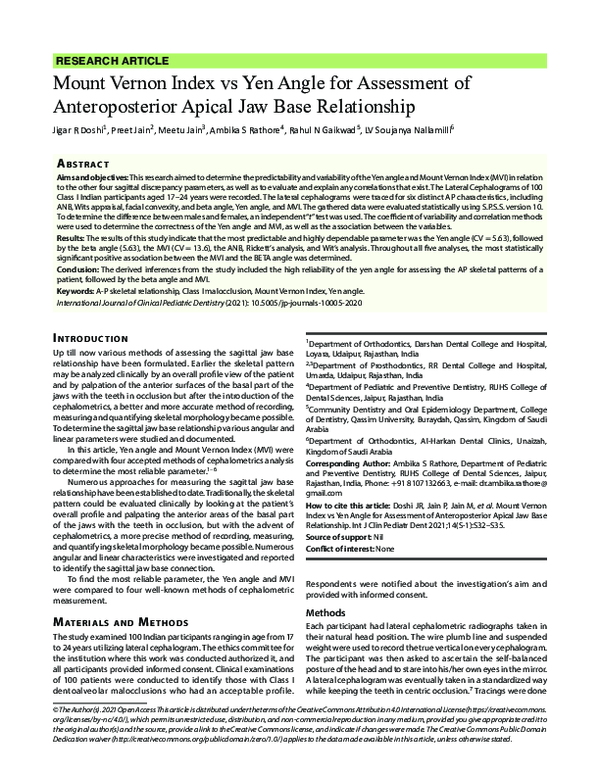 (PDF) Mount Vernon Index vs Yen Angle for Assessment of Anteroposterior