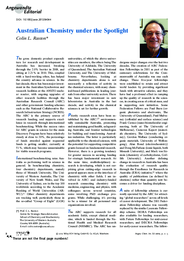 (PDF) Editorial: Australian Chemistry under the Spotlight