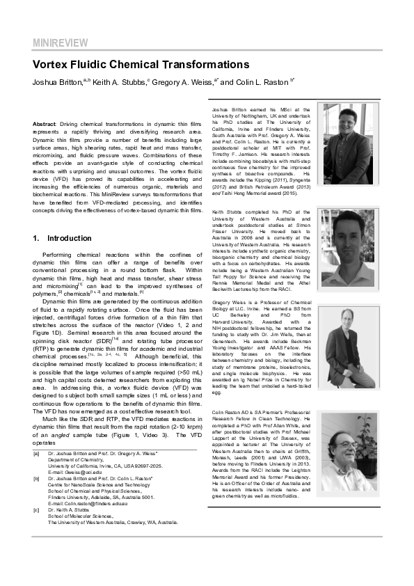 (PDF) Vortex Fluidic Chemical Transformations | Colin Raston - Academia.edu