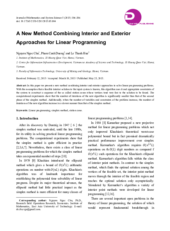 (PDF) A New Method Combining Interior and Exterior Approaches for ...