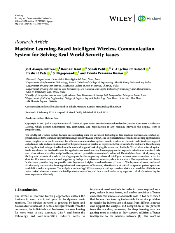 (PDF) Machine Learning-Based Intelligent Wireless Communication System ...
