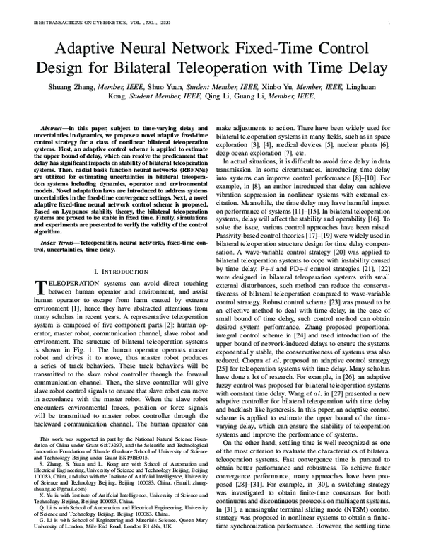 (PDF) Adaptive Neural Network Fixed-Time Control Design for Bilateral ...