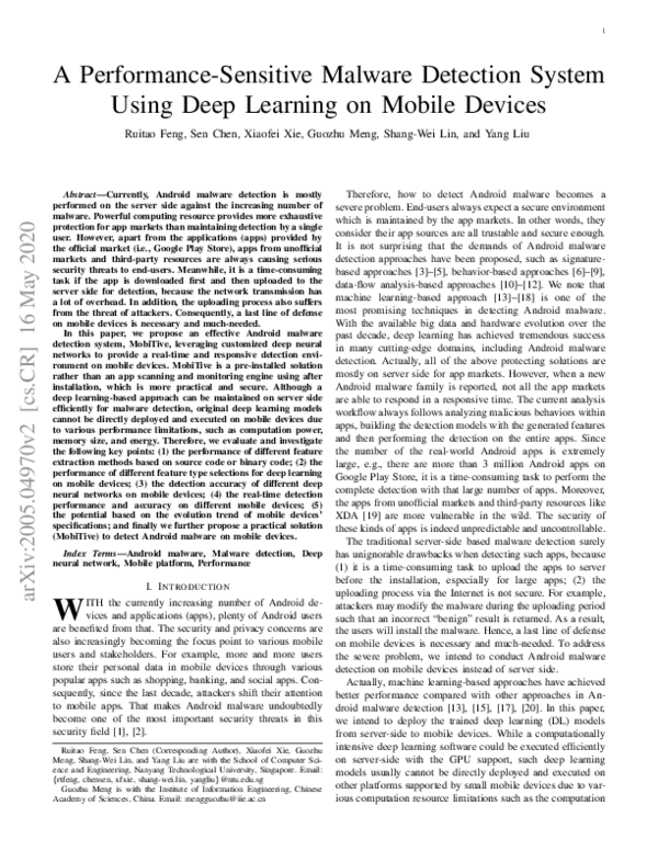 (PDF) A Performance-Sensitive Malware Detection System Using Deep ...