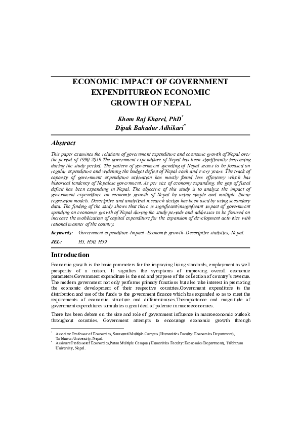 (PDF) Economic Impact of Government Expenditure on Economic Growth of Nepal