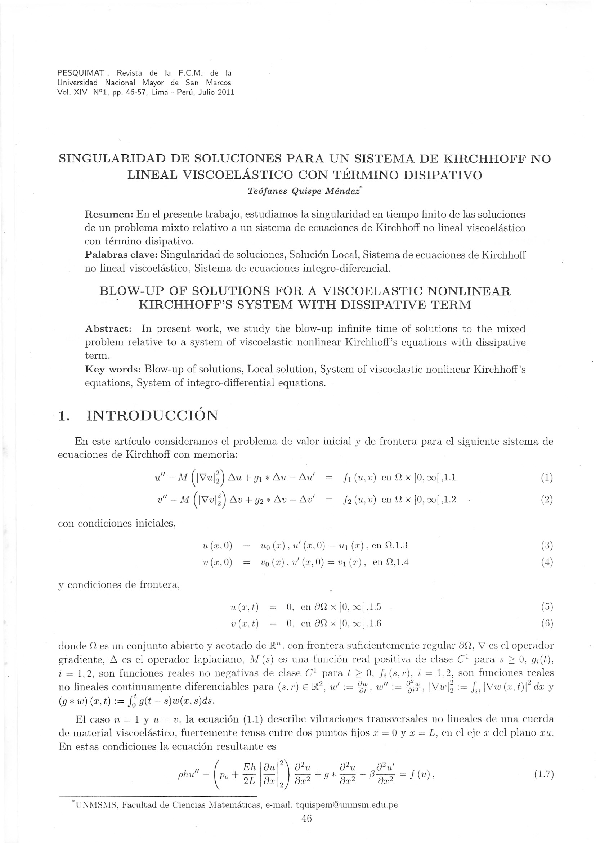(PDF) Blow-Up of Solutions for a Viscoelastic Nonlinear Kirchhoff's ...