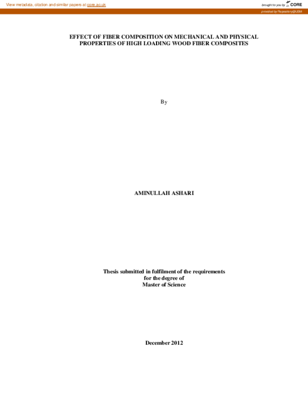 (PDF) Effect Of Fiber Composition On Mechanical And Physical Properties ...