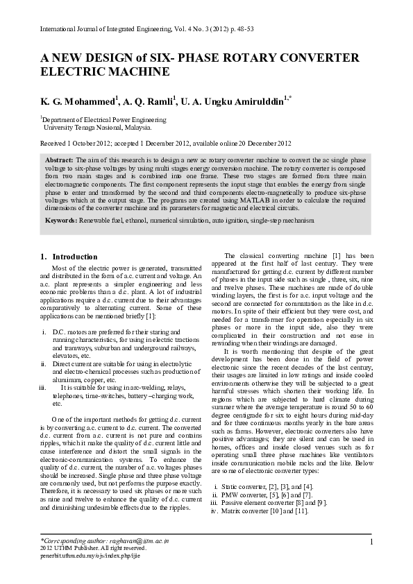 (PDF) A NEW DESIGN of SIX- PHASE ROTARY CONVERTER ELECTRIC MACHINE