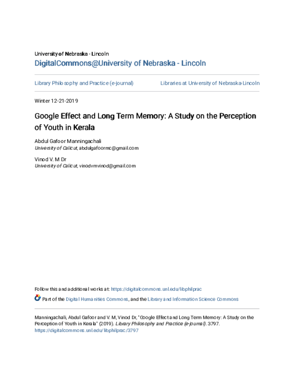 (PDF) Google Effect and Long Term Memory: A Study on the Perception of ...