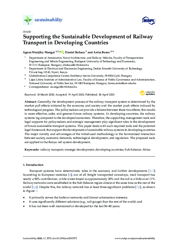 (PDF) Supporting the Sustainable Development of Railway Transport in ...
