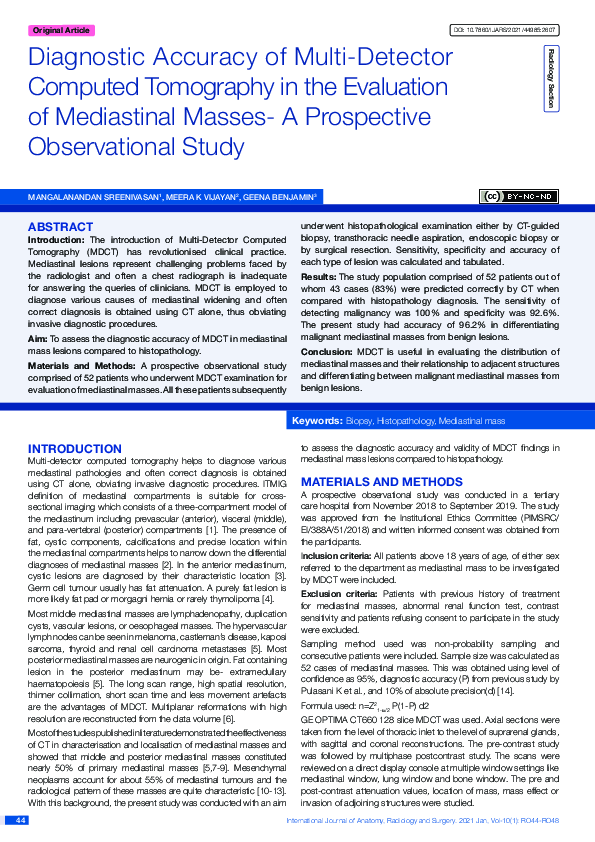 (PDF) Diagnostic Accuracy of Multi-Detector Computed Tomography in the ...