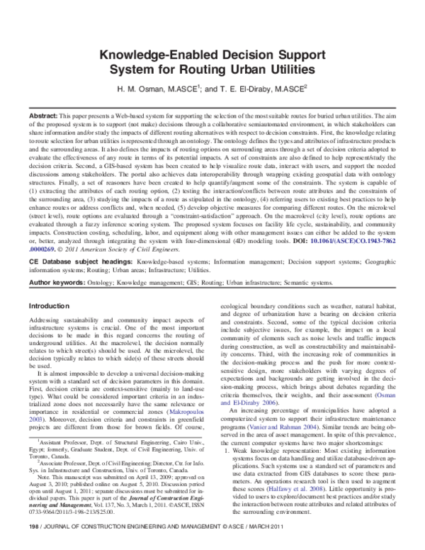 (PDF) Knowledge-Enabled Decision Support System for Routing Urban Utilities