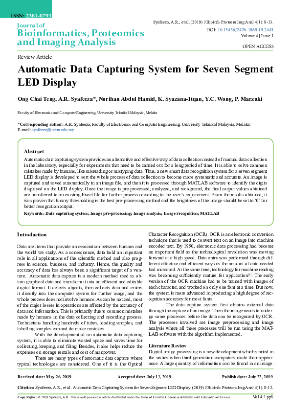 (PDF) Automatic Data Capturing System for Seven Segment LED Display