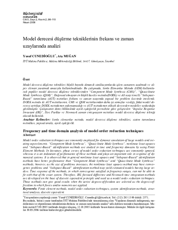 (PDF) Frequency and time domain analysis of model order reduction ...