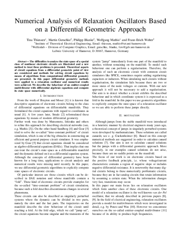 (PDF) Numerical analysis of relaxation oscillators based on a ...