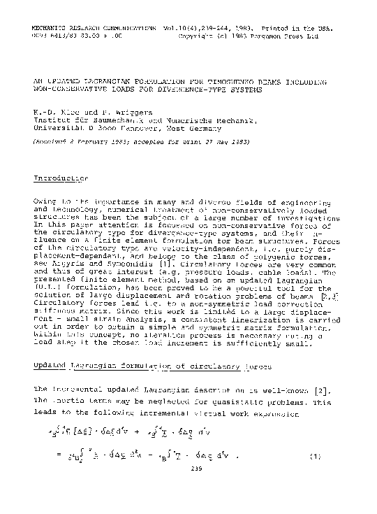 (PDF) An updated Lagrangian formulation for Timoshenko beams including ...