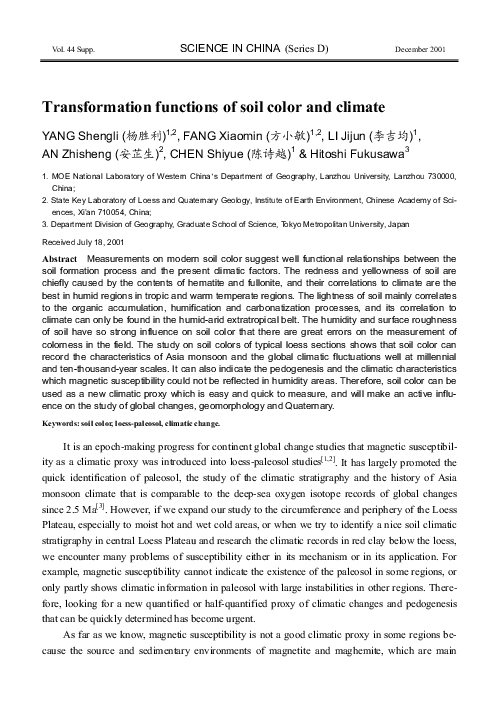  PDF Transformation Functions Of Soil Color And Climate Shengli Yang Academia edu