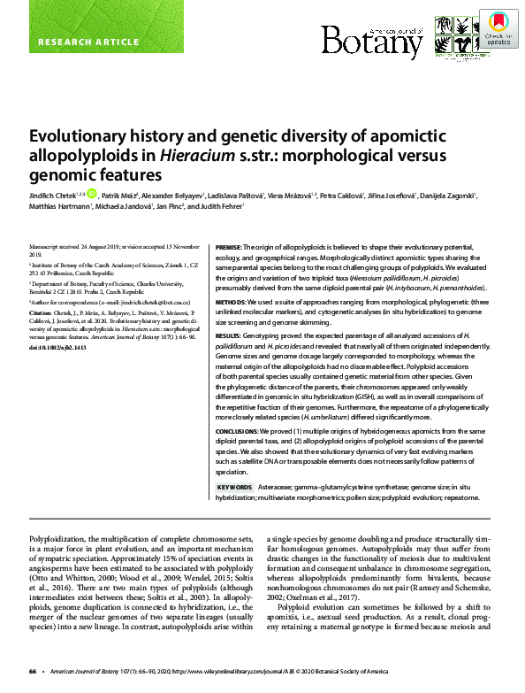 (PDF) Evolutionary history and genetic diversity of apomictic ...