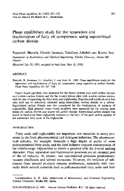 (PDF) Phase equilibrium study for the separation and fractionation of ...