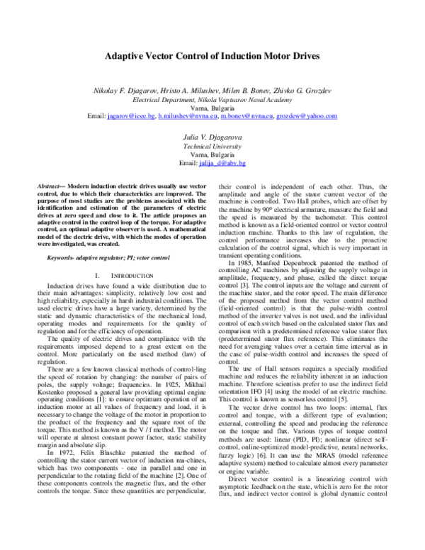 (PDF) Adaptive Vector Control of Induction Motor Drives