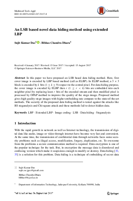 (PDF) An LSB based novel data hiding method using extended LBP