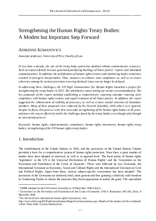 (PDF) Strengthening the Human Rights Treaty Bodies: A Modest but ...