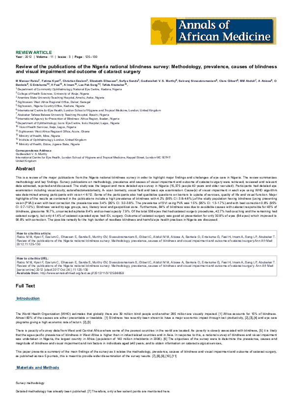 (PDF) Review of the publications of the Nigeria national blindness
