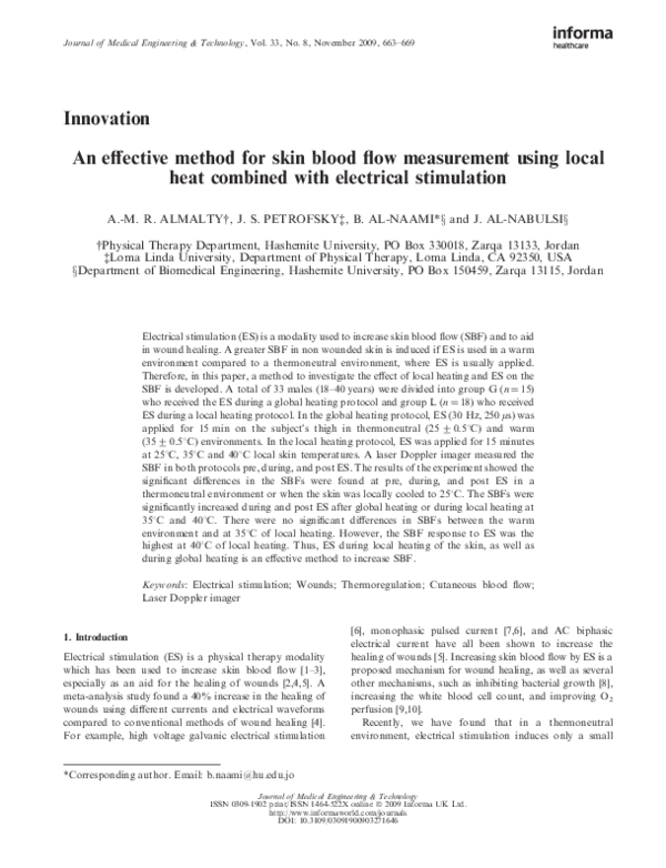 (PDF) An effective method for skin blood flow measurement using local ...